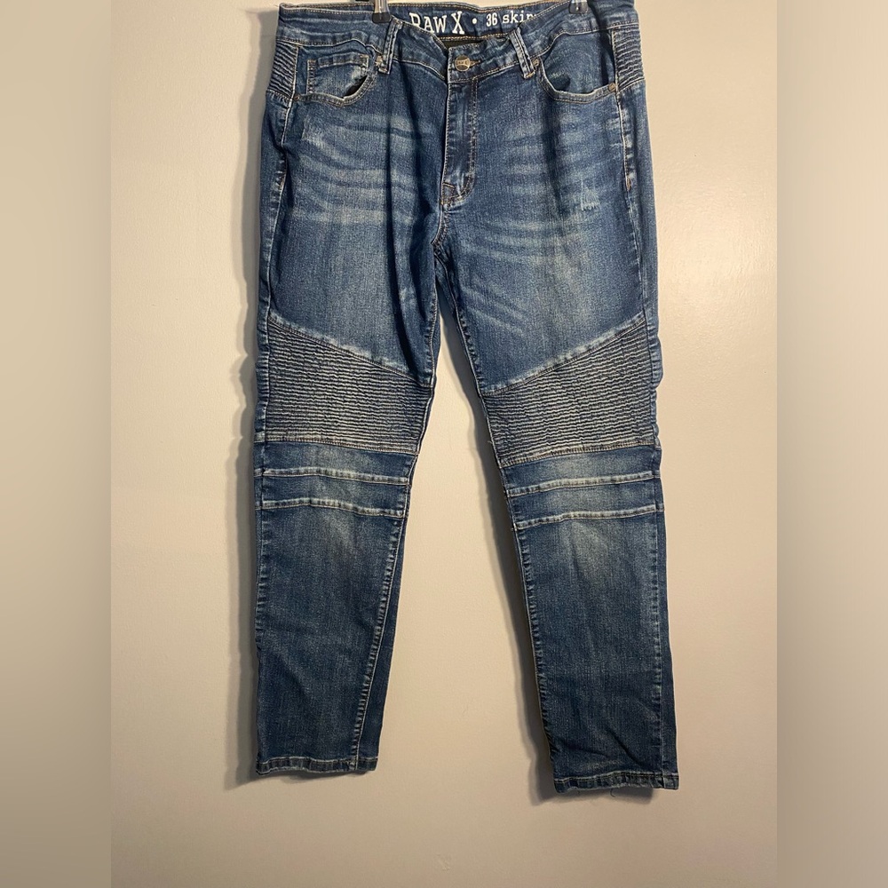 Item 36 Raw X Men's Blue Washed Ribbed-Knee Jeans